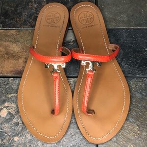 Tori Burch Red Orange Thong Flip Flop Sandals 10